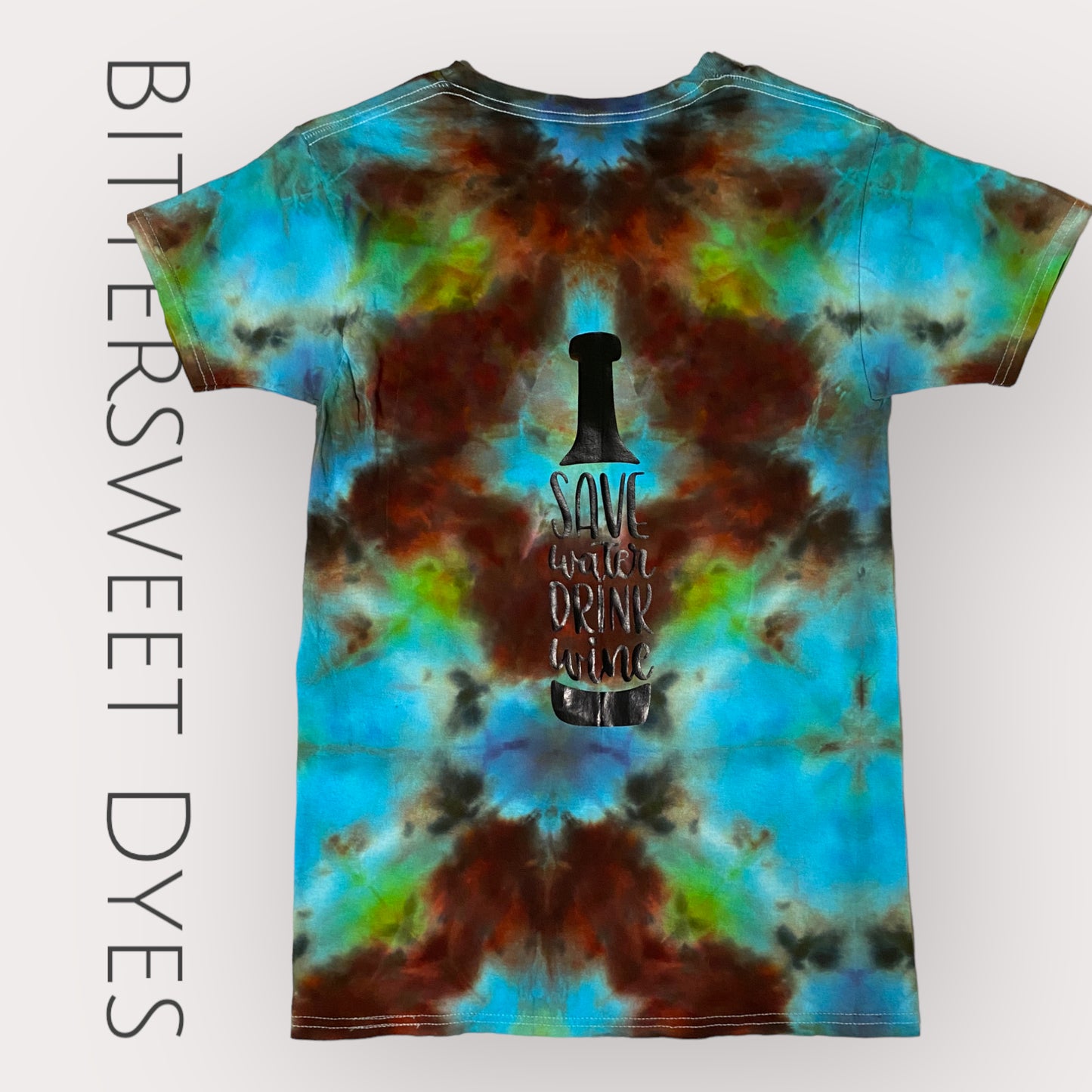 Small "Save Water, Drink Wine" Screen Print Ice Dye