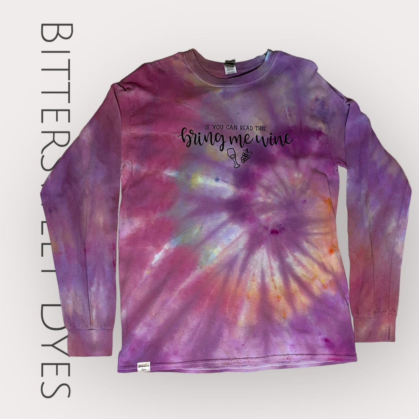 Medium "Bring Me Wine" Ice Dye Long Sleeve