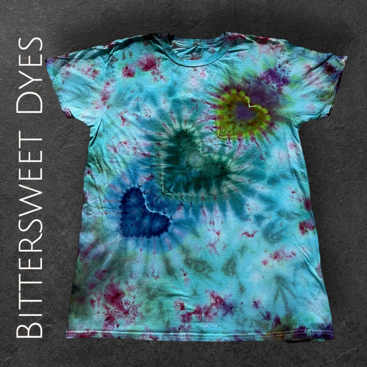 L Triple Heart Ice Dye Tee