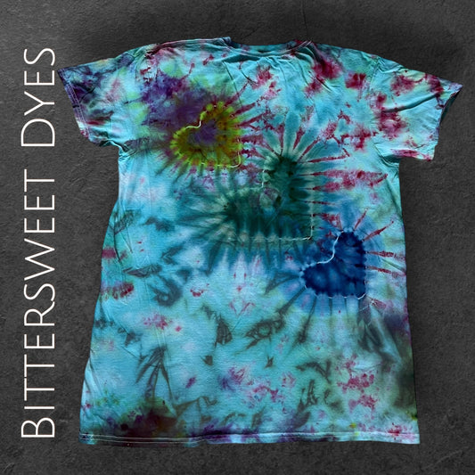 L Triple Heart Ice Dye Tee