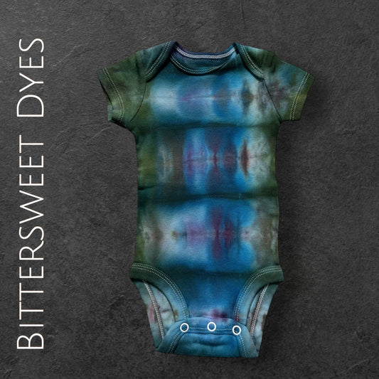 0-3 Month Pleated Ice Dye Onesie