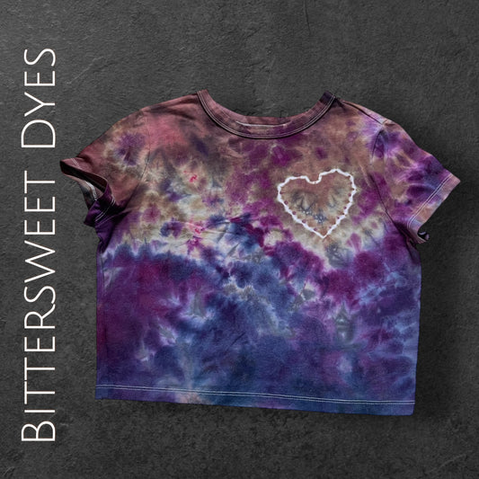 XL Heart Ice Dye Crop Tee