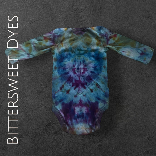 0-3 Month Heart Ice Dye Onesie